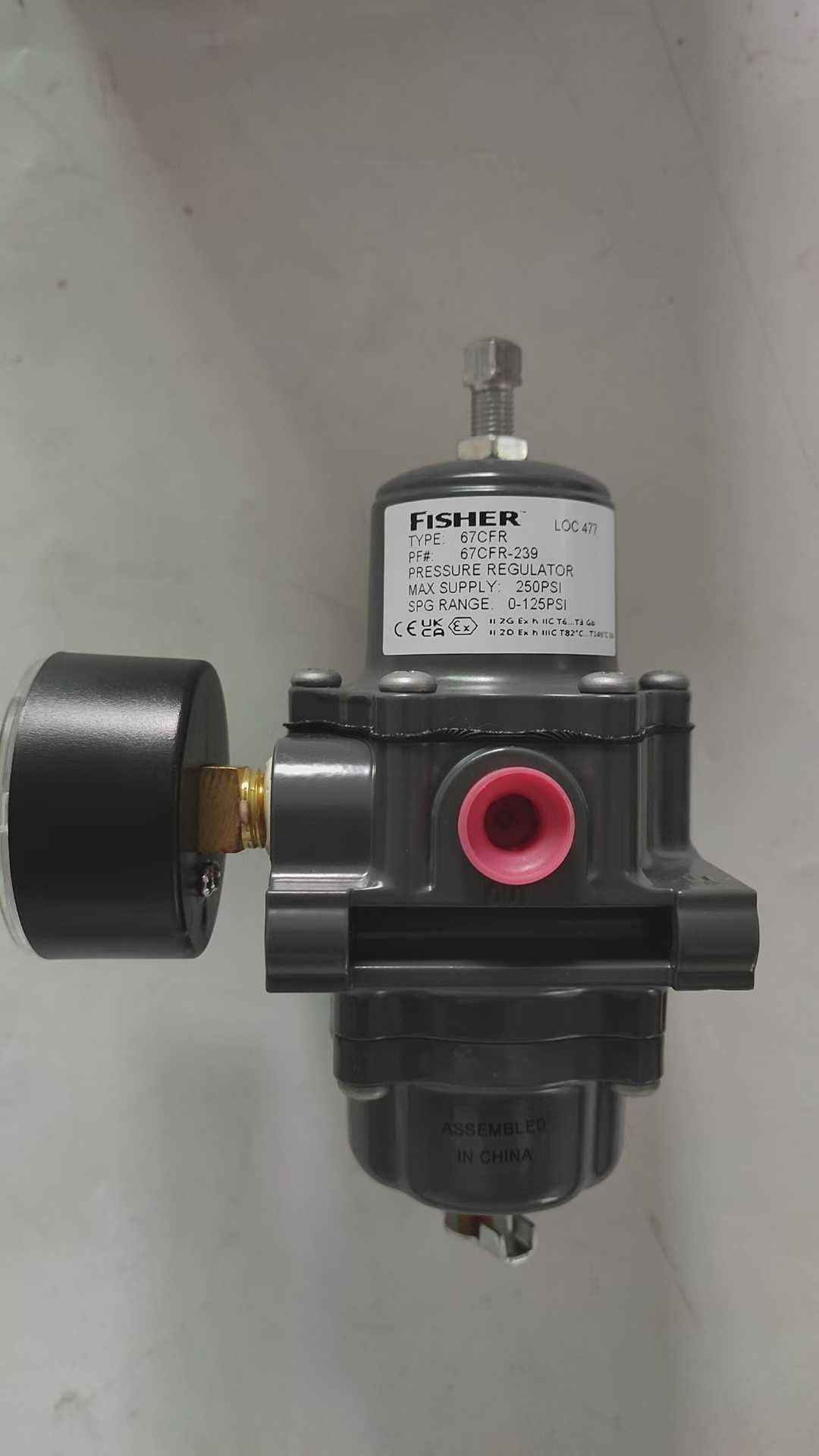 Yunrui Fisher Valves supplier - Fisher 67CFR&67CFSRfilter regulator, 100% genuine Emerson original, with pressure gauge and manual adjustment knob, provides clean stable air supply for pneumatic instruments
