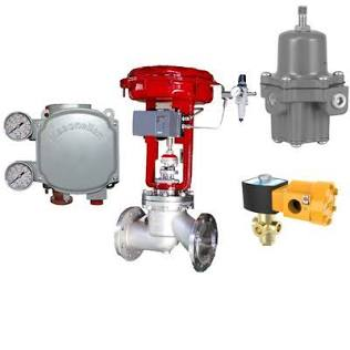 Fisher control valve with pneumatic accessories including solenoid valve, lock-up valve, and filter regulator - genuine industrial instrumentation from YUNRUI supplier