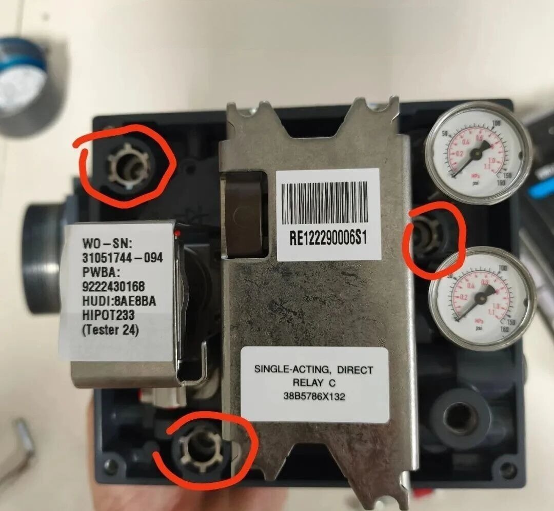 Using 6mm hex key to remove three cover screws from Fisher DVC6200 digital valve positioner housing